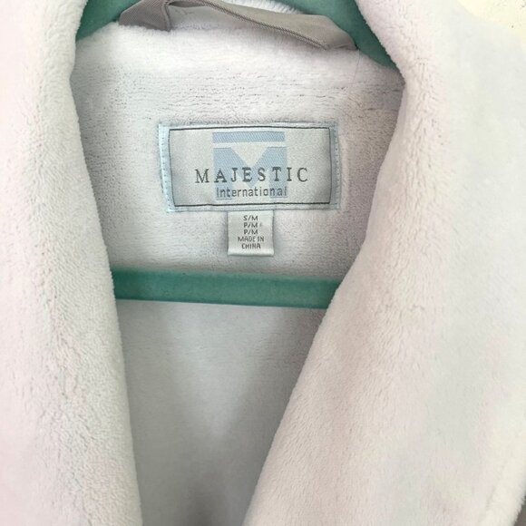 Majestic International Mens Robe Gray Size Small Medium Terry Wrap Belt Pockets - Picture 4 of 16